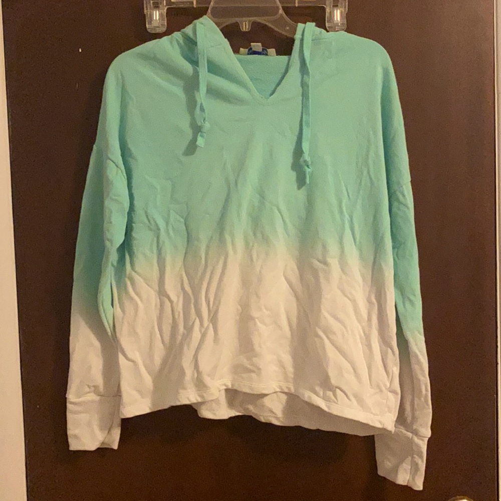 She and sky teal ombré hoodie, size small.